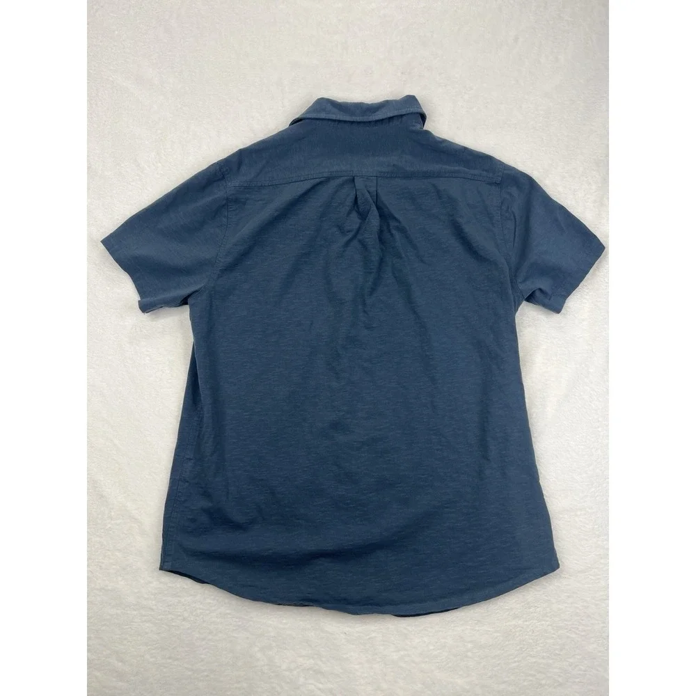 J.Crew Men's Short Sleeve Button-Up Shirt Blue Size XL 100% Cotton Pocket Casual